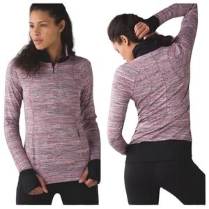 Lululemon Runderful 1/2 Zip Space Dye Camo Berry Rumble Multi / Black Size 10